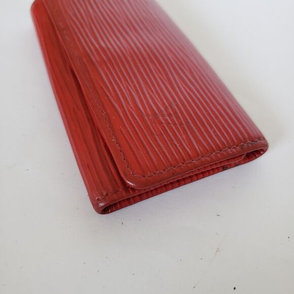 LOUIS VUITTON Red Epi Leather 4 Hooks Key Holder Case Small Wallet Trifold Fob - Picture 8 of 9